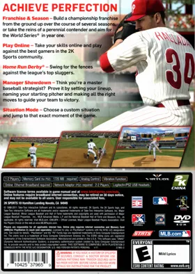 Major League Baseball 2K11 box cover back